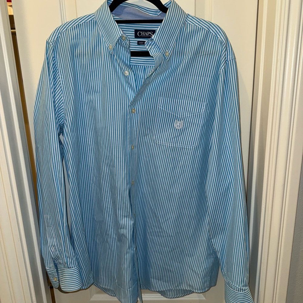 Chaps Blue Casual Button Down Shirt